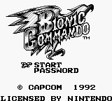 Bionic Commando title screen for GameBoy